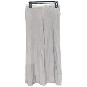 Stefanel Italian Yarn Pants Womens Size M Brown Linen Blend Wide Leg FLAW